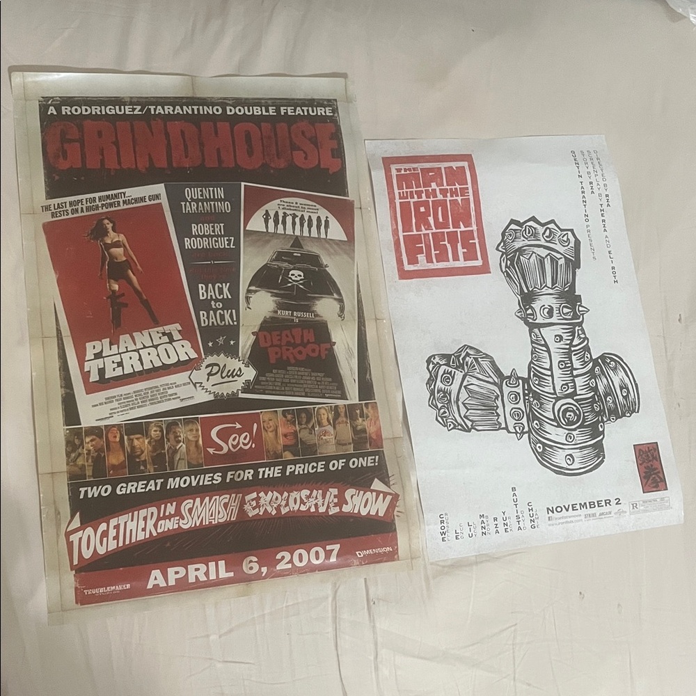Grindhouse & Iron Fists BOTH Movie Posters Quentin Tarantino Planet Terror READ